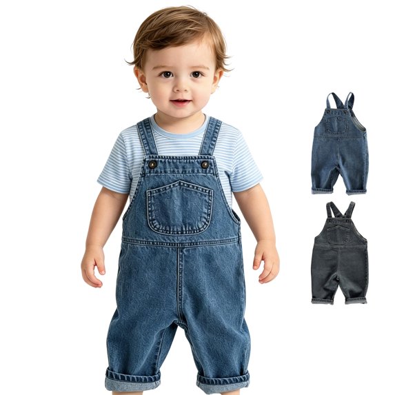 XINXIAOO Kids Girls Boys Sleeveless Wide Leg Overalls Loose Denim Romper Long Pants with Pockets Size 6-7 Years Girls Boys Clothes
