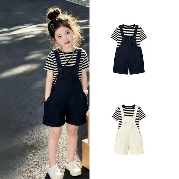 XINXIAOO Kids Girls Summer Outfits 2 Piece Sets Short Sleeve Tops Shorts Casual Cute Girl Clothes 7-8 Years