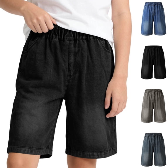 XINXIAOO Kids Jean Shorts Casual Loose Elastic Waist Pocket Jean Shorts 7-8 Years Boys Shorts