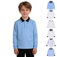 thumbnail image 1 of XINXIAOO Kids Polo Shirts Daily Long Sleeve Blue Button up Shirts School Uniform Casual Collared Shirt Boys Girls Shirts Size 11-12 Years, 1 of 3