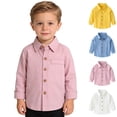 thumbnail image 1 of XINXIAOO Kids Polo Shirts Daily Long Sleeve Purple Button up Shirts Classic School Uniform Casual Tops Clothes for Boys Girls 3-4 Years, 1 of 4