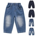 thumbnail image 1 of XINXIAOO Kids Toddler Boys Straight Fit Denim Jeans Elastic Waisted Pull on Soft Long Pants Fall Clothes, Size 2T-10Y, 1 of 9