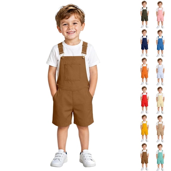 XINXIAOO Kids Toddler Jumpsuit Casual Sleeveless Suspenders Shorts with Side Pockets Boys Girls Summer Clothes 6-7 Years