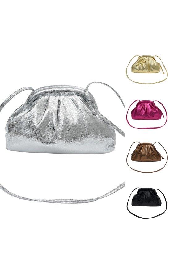 Ladies Pleated Crossbody Bag, Large Capacity Single Shoulder Clutch Purse