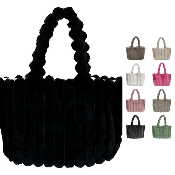 XINXIAOO Large Capacity Furry Tote Bag, High End Single Shoulder Handbag