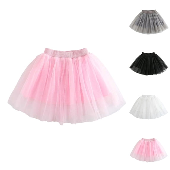 XINXIAOO Layered Tulle Tutu Skirt for Girls with Elastic Waist Mesh Dress up Birthday Party Pink Skirts for Girls Size 4-5 Years