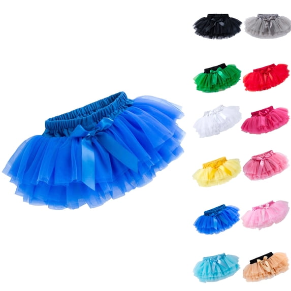 XINXIAOO Layered Tulle Tutu Skirt for Girls with Elastic Waistband Mesh Ballet Skirt Dress Up Blue Skirts for Girls 6-12 Months