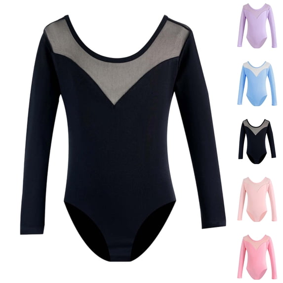 XINXIAOO Leotards for Girls Long Sleeve Dance Leotard Bodysuit for Dance Class 7-8 Years