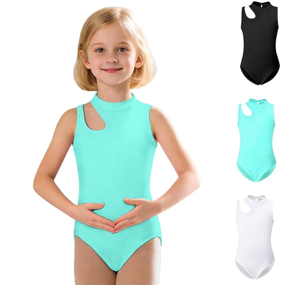XINXIAOO Leotards for Girls Solid Color Sleeveless Dance Leotard Bodysuit for Ballerina Kids 4-5 Years
