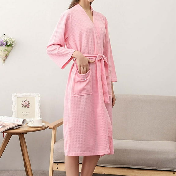XINXIAOO Men's And Women's Solid Color Autumn And Winter Couple Thin Quarter Sleeved Nightgown Housecoat Mom Daughter Matching Robes Womens Fuzzy Robe Long Women plus Size Robes Long plus Sized Robes