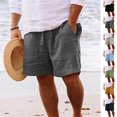 thumbnail image 1 of XINXIAOO Mens Linen Shorts for Casual Elastic Waist with Drawstring Summer Beach Shorts with Pockets, Size S-XXL, 1 of 6