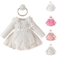 thumbnail image 1 of XINXIAOO Clothes Casaul Long Sleeve Bodysuits Romper with Bow Headband Outfit Set 6-9 Months Baby Girl Clothes, 1 of 9