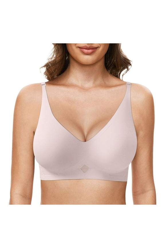 Non Wired Bra Women's Padded Full Cup Bra Without Underwire with Padding Seamless Bustier Bralette Breathable Soft Women Bras Wireless Full Coverage Womens Bras No Underwire plus Size
