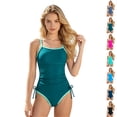 thumbnail image 1 of Bigetiay One Piece Swimsuit for Girls Classic Spaghetti Strap Ruched Swimwear with Drawstring Girl Bathing Suit 15-16 Years, 1 of 6