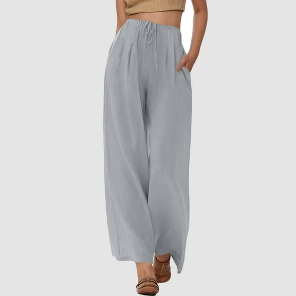 XINXIAOO Pants for Women Woman Pants Casual Light Gray Womens Pants Comfortable Pants for Women for Work High Waist Wide Leg Pants with Pockets Womens Capris for Summer