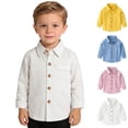 thumbnail image 1 of XINXIAOO Polo Shirts Boys Girls Classic Long Sleeve White Button up Shirts School Uniform Casual Collared Shirt Boys Girls Shirts Size 7-8 Years, 1 of 4