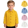 thumbnail image 1 of XINXIAOO Polo Shirts for Kids Classic Long Sleeve Yellow Button up Shirts School Uniform Collared Shirts for Boys Girls 3-4 Years, 1 of 4