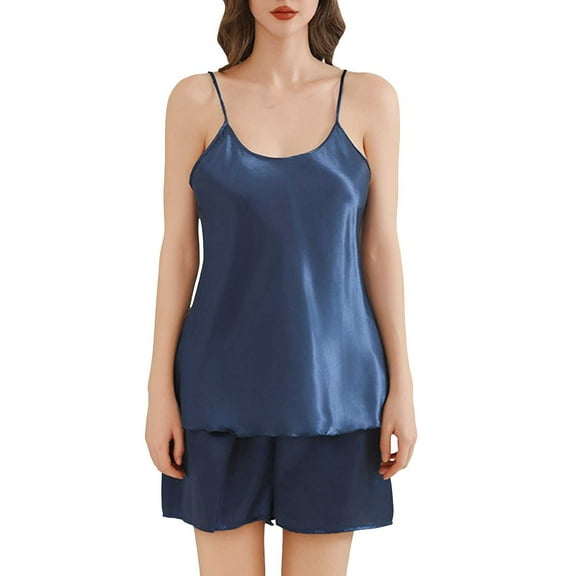XINXIAOO Silk Pjs for Women Set Sleeveless Cami Tops Shorts Sleepwear for Home Summer Pajamas