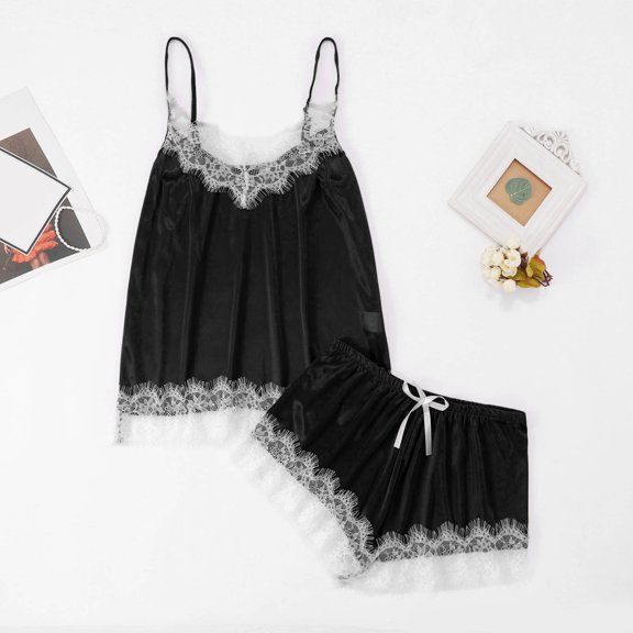 XINXIAOO Silk Pjs for Women Set Sleeveless Camisole Pj Shorts Sleepwear for Party Casual Summer Soft Nightwear