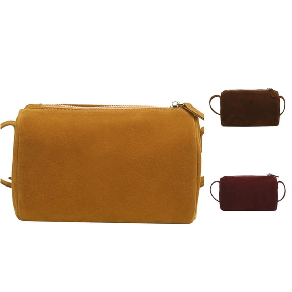 XINXIAOO Small Suede Leather Crossbody Purse, Adjustable Strap Shoulder Bag for Women