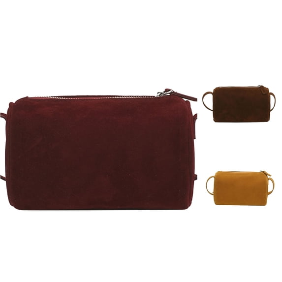 XINXIAOO Small Suede Leather Crossbody Purse, Adjustable Strap Shoulder Bag for Women