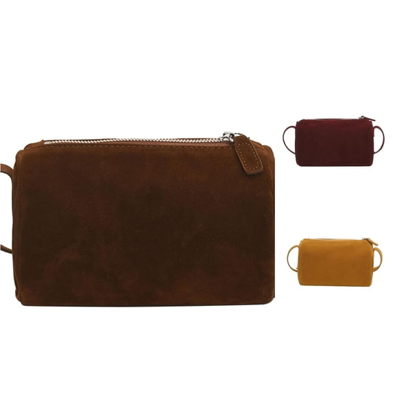 XINXIAOO Small Suede Leather Crossbody Purse, Adjustable Strap Shoulder Bag for Women