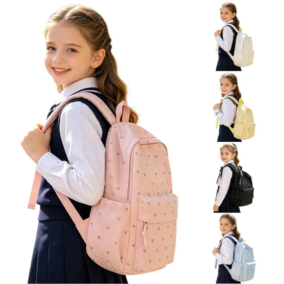 XINXIAOO Student Backpack with Heart Print, Large Capacity Daily School Bag