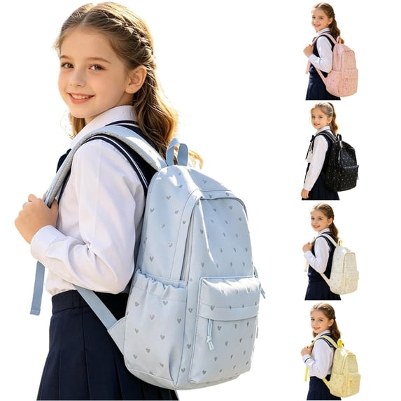XINXIAOO Student Backpack with Heart Print, Large Capacity Daily School Bag