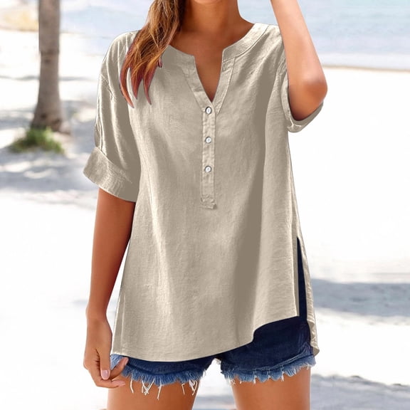 XINXIAOO Stylish Women Shirts for Everyday Wear V Neck Long Sleeve Top Solid Color Casual Shirt for Spring and Summer Versatile for Jeans and Casual Pants Oversized Tees for Women Women Button down