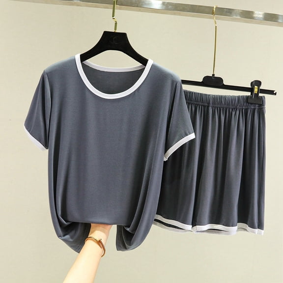 XINXIAOO Stylish Women's Pajama Sets For Everyday Comfort Soft And Breathable Short Sleeve And Shorts Sleepwear For Summer Relaxation For Lounging Or Sleeping Pajama Set with Shorts Pajama Set for