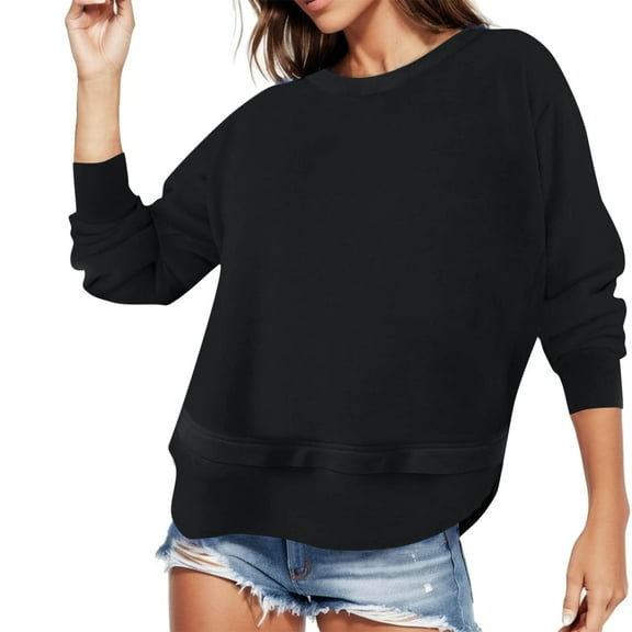 XINXIAOO Sweatshirt for Women Womens Long Sleeve Sweatshirt Pullover Tops for Women Black Crewneck Sweatshirts Women Winter Sweatshirt for Women Trending Fashion