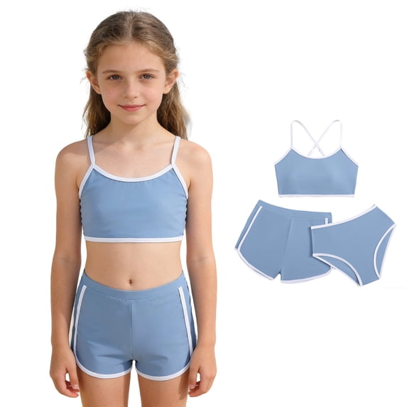 XINXIAOO Swimming Suit for Girls 2 Piece Bikini Set with Cover up Shorts Kids Bathing Suits Girls, Size 8Y-16Y