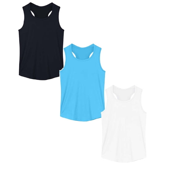 XINXIAOO Teen 3 Packs Girls Racerback Sleeveless Tank Top, Soft Comfort Athletic Top for Toddler & Youth, Size 13-14 Years