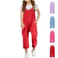 thumbnail image 1 of XINXIAOO Girl's Rompers Sleeveless Jumpsuits Relaxed Leg Long Summer Outfits with Pockets Girls 12-13 Years Clothes, 1 of 4
