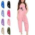 thumbnail image 1 of XINXIAOO Girl's Rompers Sleeveless Jumpsuits Soft Leg Long Summer Outfits with Pockets Girls Clothes 11-12 Years, 1 of 6