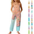 thumbnail image 1 of XINXIAOO Girls Boys Summer Sleeveless Jumpsuits Relaxed Leg Long Summer Outfits with Pockets Girls Clothes Size 11-12 Years, 1 of 7