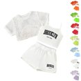 thumbnail image 1 of XINXIAOO Teen Girls Summer 3 Piece Clothing Set Hollow Knit Cover Up Elastic Waist Shorts for Girls 13-14 Years, 1 of 4