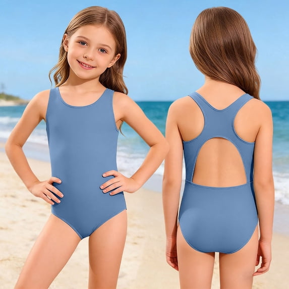 XINXIAOO Girls Swimsuit One Piece Solid Color Swimsuit for Girls Comfortable Swimsuits for Girls 13-14 Years Girls Bathing Suit Size