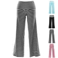 thumbnail image 1 of XINXIAOO Teen Girls Y2K Fold Over Yoga Pants Black White Elastic Waist Contrasting Stripes Straight Wide Leg Soft Sweatpants Size 11-12 Years, 1 of 3