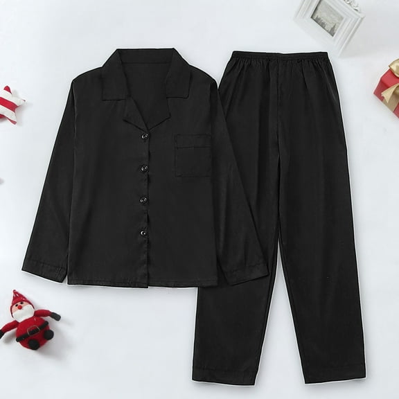 XINXIAOO Thin Long Sleeve Suit Spring And Autumn Ice Silk High Sense Ink Painting Leisure Home Clothing Button down Pajama for Women Postpartum Outfit for Going Home Ladies Flannel Pajamas Pants