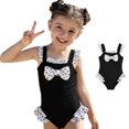 thumbnail image 1 of XINXIAOO Toddler Baby Girls Polka Dot Bowknot 1 Piece Ruffled Sleeveless Bathing Suit Soft Cute Kids Swimwear Summer Pool Beach Outfit 6-7 Years, 1 of 8
