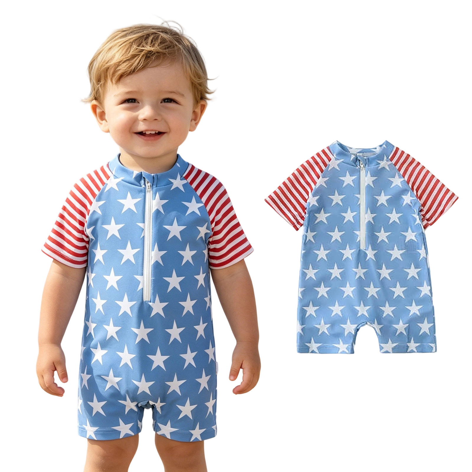 XINXIAOO Toddler Boys Swimsuit One Piece Independence Day Summer Beach Toddler Bathing Suits, Size 6M-3T