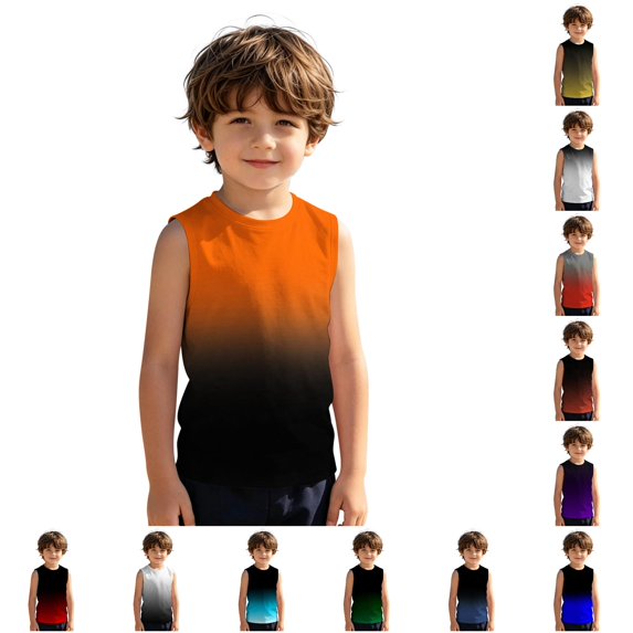 XINXIAOO Toddler Boys Tank Top, Gradient Color Soft Sleeveless Vest for Summer Activities, Size 3-4 Years