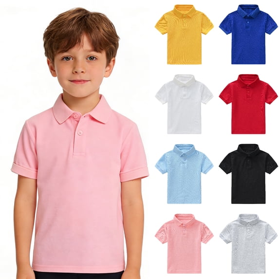 XINXIAOO Toddler Girls Boys Short Sleeve Polo Shirts Classic Collared Neck School Uniform Shirts Girls Boys Size 1-2 Years Clothes