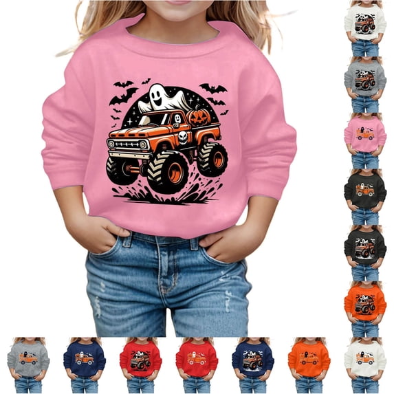 XUANTAOO Toddler Halloween Sweatshirt Ghost Pumpkin Graphic Pullover Long Sleeve Shirts Fashion Sweatshirt Boys Girls Sweatshirts Size 2-3 Years