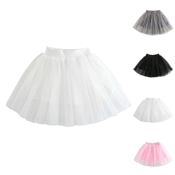 XINXIAOO Tutu for Girls Skirt with Elastic Waistband Ruffled Dress up Birthday Party White Skirts for Girls 8-9 Years