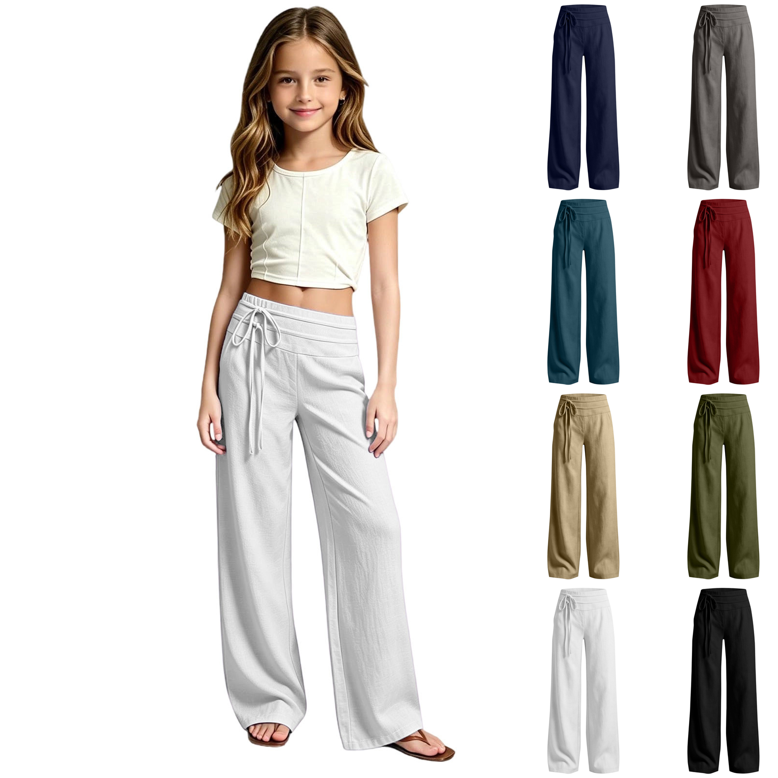 XINXIAOO Uniform Pants for Boys Girls Comfort Twill Pants with Pockets Dreesy Back to School Outfits for Boys Girls Girls Boys Pants Size 10-11 Years