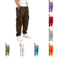 thumbnail image 1 of XINXIAOO Unisex Girls Boys Cargo Pants, Relaxed Fit Baggy Pants Wide Leg Coffee Cargo Pants with Pockets Outfits for Girls 9-10 Years, 1 of 5