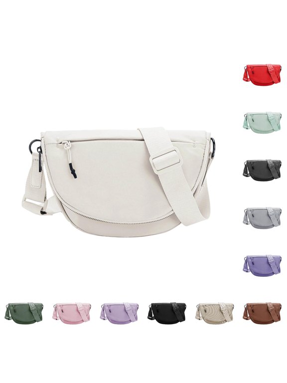 Unisex Nylon Folding Moon Bag, Medium Shoulder Bag with Adjustable Strap