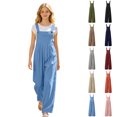 thumbnail image 1 of XINXIAOO Unisex Rompers Sleeveless Jumpsuits Cute Light Blue Adjustable Strap Leg Long Summer Outfits with Pockets Boys Girls Clothes 6-7 Years, 1 of 5
